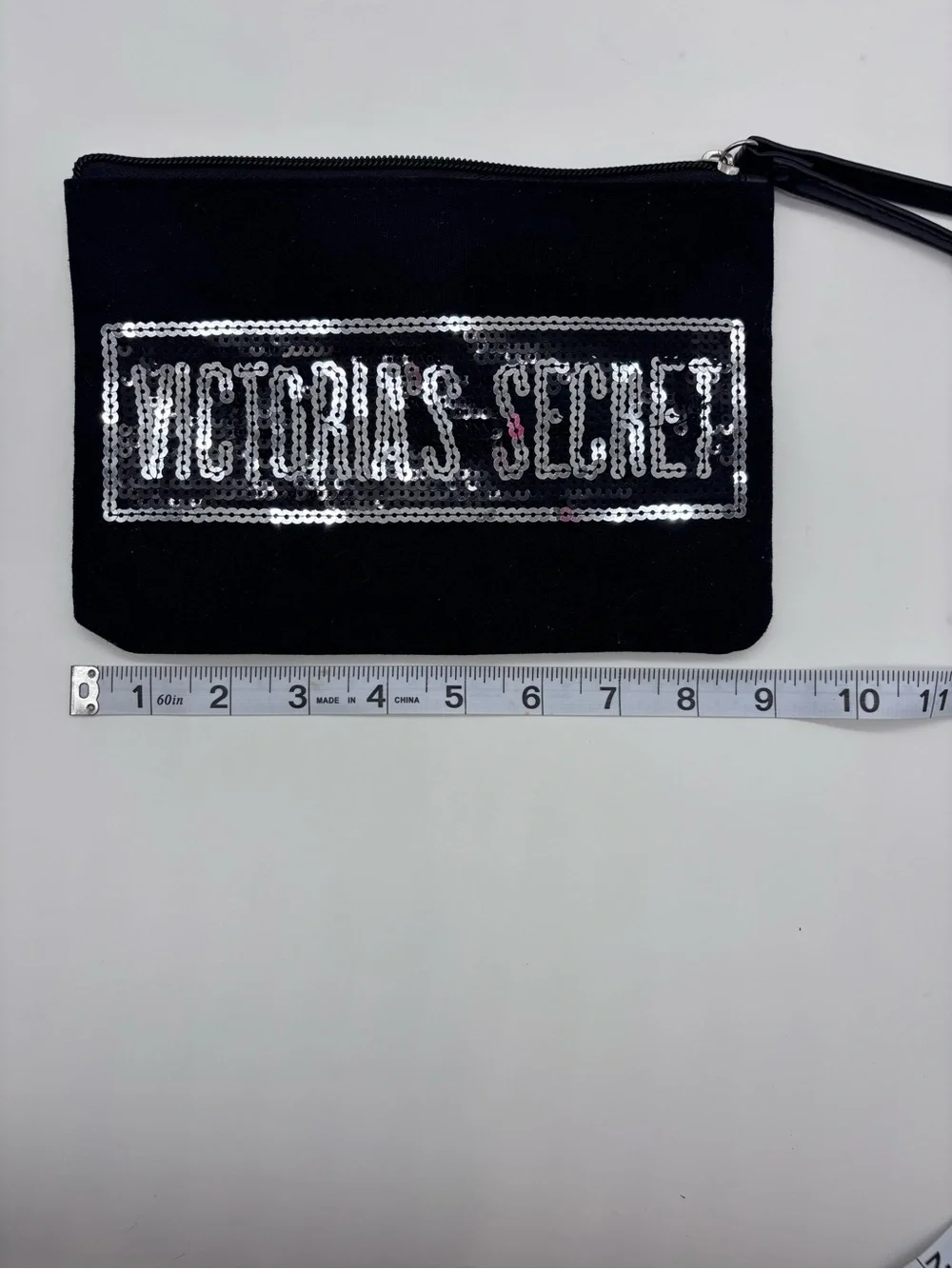 Victoria's Secret Black Wristlet with Silver Sequin Logo
